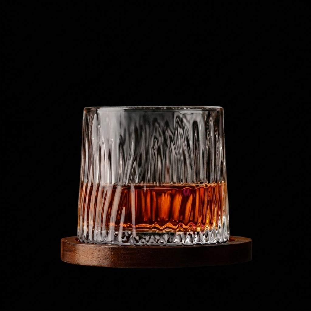 Verre à whisky rotatif avec support