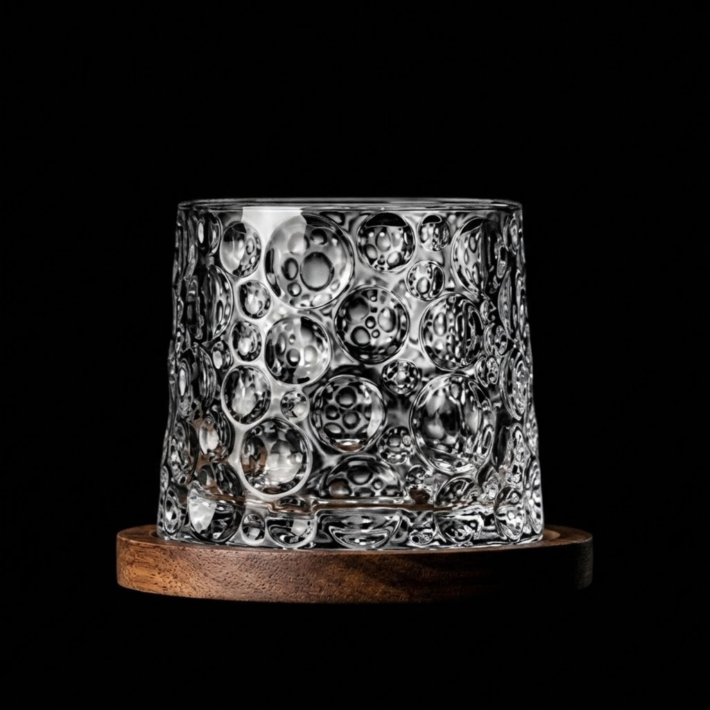 Verre à whisky rotatif bulle avec support